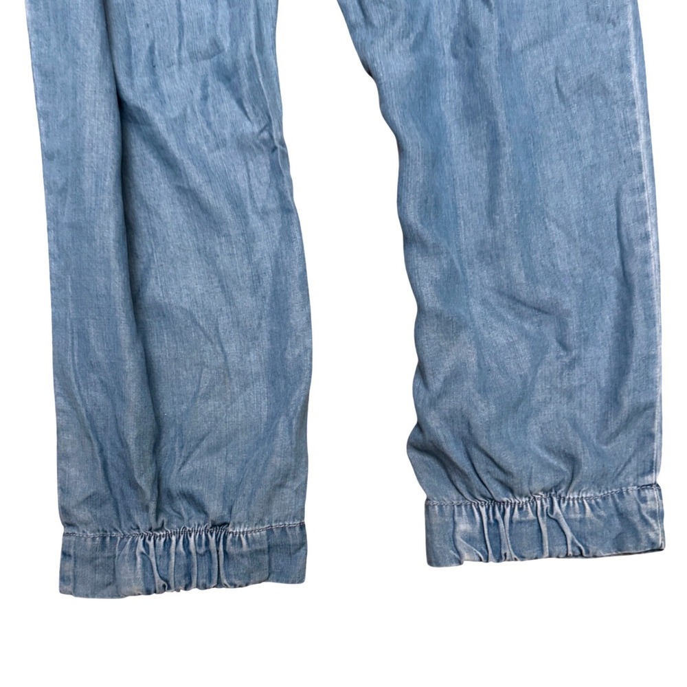 Zara Jumpsuit Z1975 Denim Medium Lyocell Chambray Blue Sleeveless Jogger Romper - Picture 7 of 9